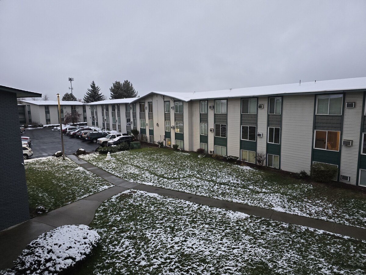 Lyons Crest snowy courtyard